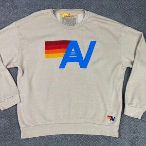 Aviator Nation Cream Sweatshirt with Blue and Red Accents